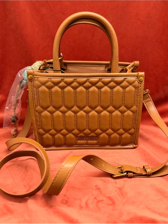 Steve Madden Handbags - Steve Madden Quilted Caramel Tan Satchel with Crossbody Strap